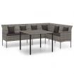 2 Piece Garden Dining Set with Cushions Grey Poly Rattan