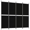 4-Panel Room Divider Black 200x180 cm Fabric