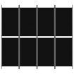 4-Panel Room Divider Black 200x180 cm Fabric