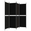 4-Panel Room Divider Black 200x180 cm Fabric