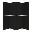 4-Panel Room Divider Black 200x180 cm Fabric