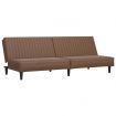 2-Seater Sofa Bed Brown Faux Leather