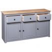 Sideboard Grey 135x40x80 cm Solid Pinewood Panama Range