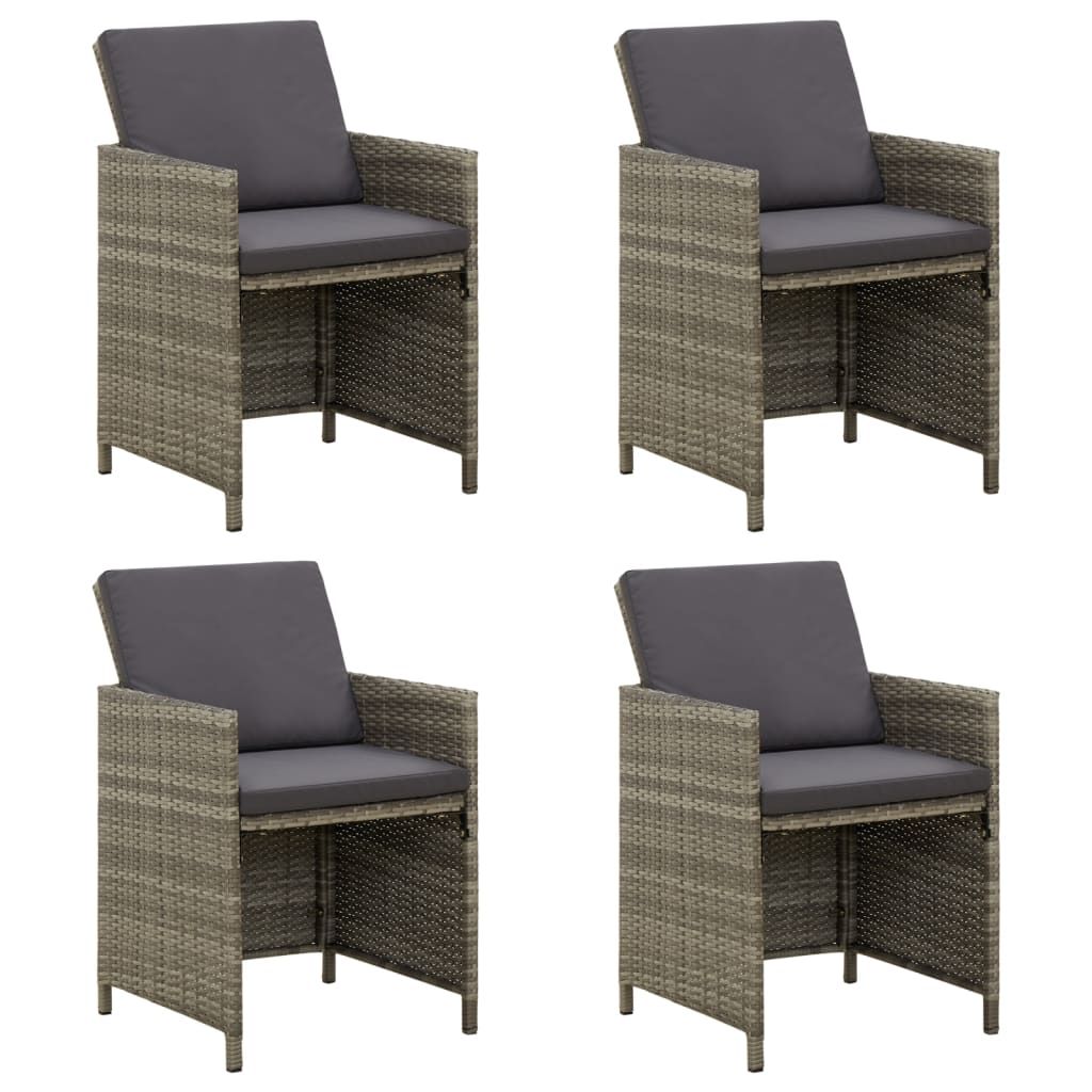 Garden Chairs with Cushions 4 pcs Poly Rattan Grey