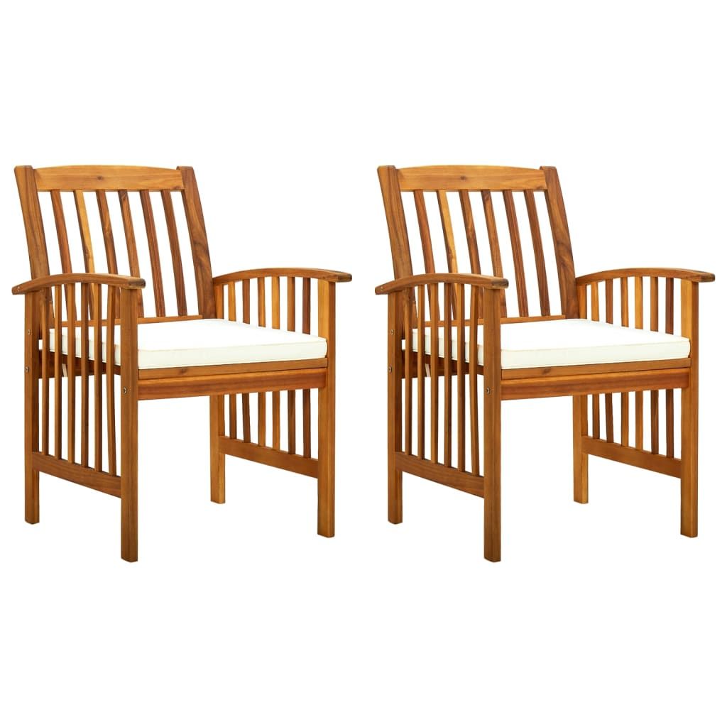 Garden Dining Chairs 2 pcs with Cushions Solid Acacia Wood