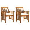 Garden Dining Chairs 2 pcs with Cushions Solid Acacia Wood