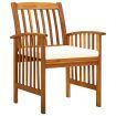 Garden Dining Chairs 2 pcs with Cushions Solid Acacia Wood