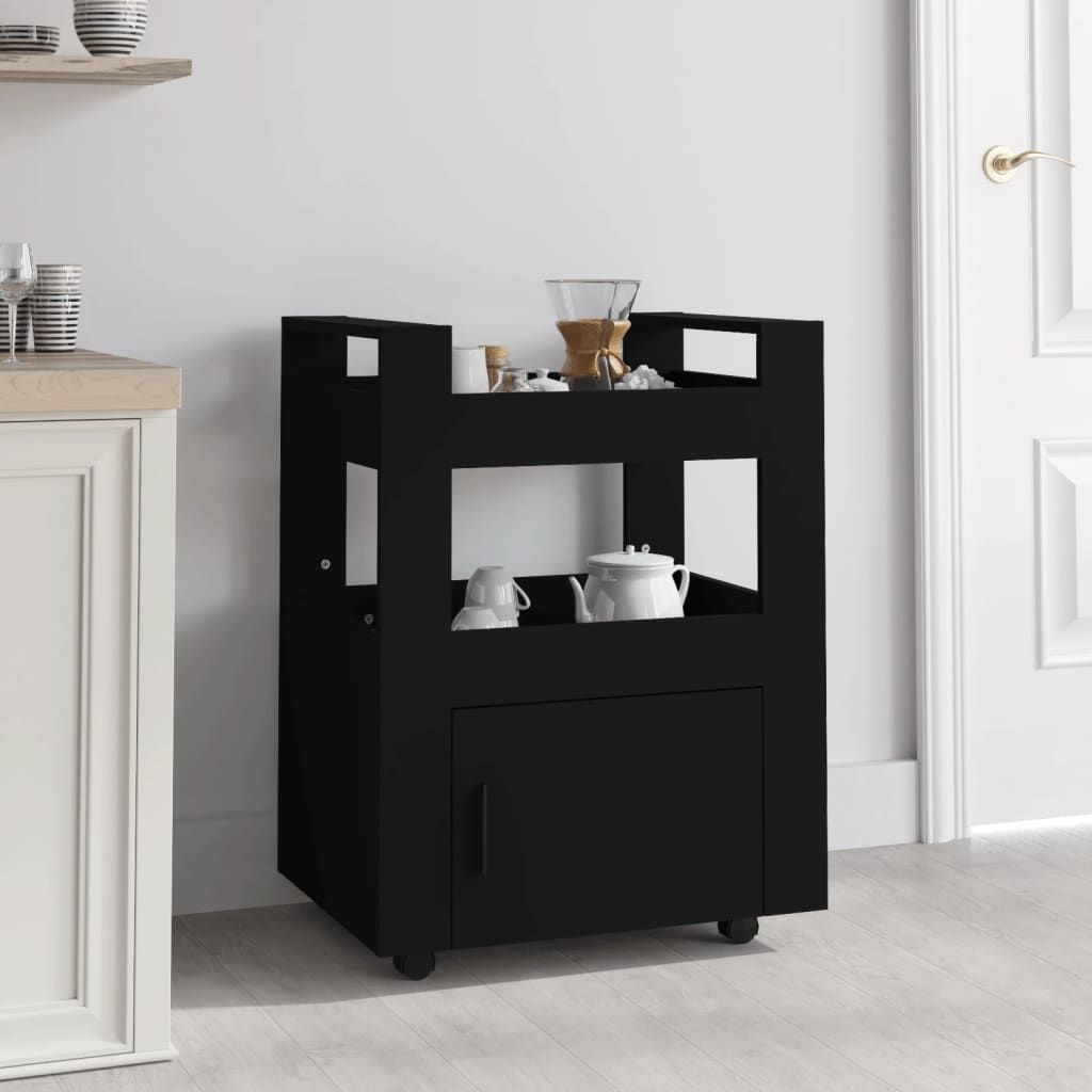 Kitchen Trolley Black 60x45x80 cm Engineered Wood