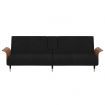 Sofa Bed with Cup Holders Black Velvet