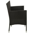 3-Seater Garden Sofa with Cushion Black Poly Rattan