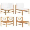 2 Piece Garden Lounge Set with Cream Cushions Teak Wood