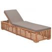 Sun Lounger with Dark Grey Cushion Solid Teak Wood