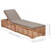 Sun Lounger with Dark Grey Cushion Solid Teak Wood