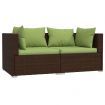 3 Piece Garden Lounge Set with Cushions Brown Poly Rattan