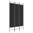 3-Panel Room Divider Black 120x200 cm Fabric