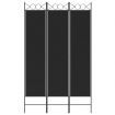 3-Panel Room Divider Black 120x200 cm Fabric