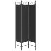 3-Panel Room Divider Black 120x200 cm Fabric