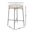 Gardeon Outdoor Bar Table Wicker Dining Bistro Patio Balcony Glass Table Steel