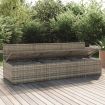 3-Seater Garden Sofa with Cushions Grey Poly Rattan