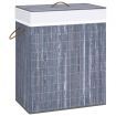 Bamboo Laundry Basket with 2 Sections Grey 100 L