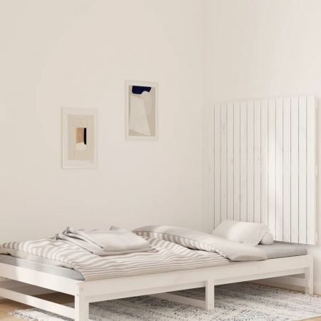 Wall Headboard White 95.5x3x90 cm Solid Wood Pine