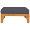 Sectional Footrest with Dark Grey Cushion Solid Acacia Wood