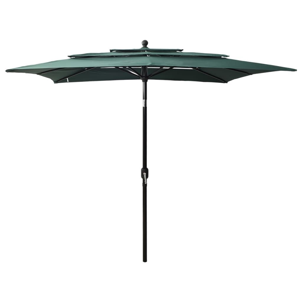 3-Tier Parasol with Aluminium Pole Green 2.5x2.5 m