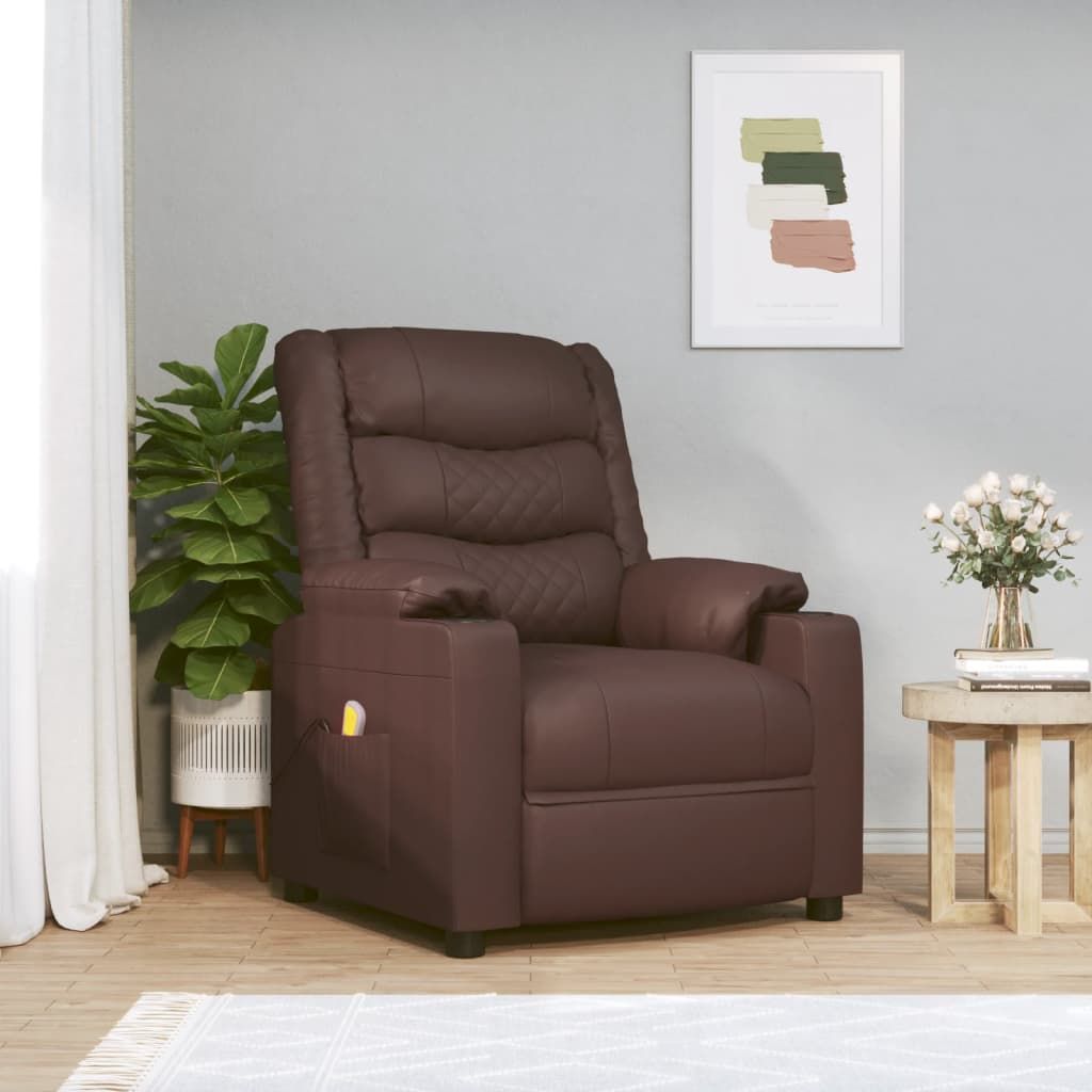 Massage Chair Brown Faux Leather