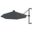 Wall-mounted Parasol with LEDs and Metal Pole 300 cm Anthracite