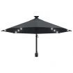 Wall-mounted Parasol with LEDs and Metal Pole 300 cm Anthracite