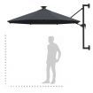 Wall-mounted Parasol with LEDs and Metal Pole 300 cm Anthracite