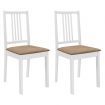 Dining Chairs with Cushions 2 pcs White Solid Wood