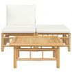 3 Piece Garden Lounge Set with Cream White Cushions Bamboo