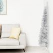 Slim Artificial Half Christmas Tree with Stand Silver 240 cm