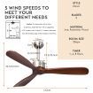 Ceiling Fan with 3 Wooden Blades for Bedroom & Patio