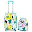 2 Pieces Carry On Luggage Set with Flamingo Pattern for Kids