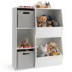 Wooden Kids Toy Storage Organizer with 5 Cubbies & Drawers