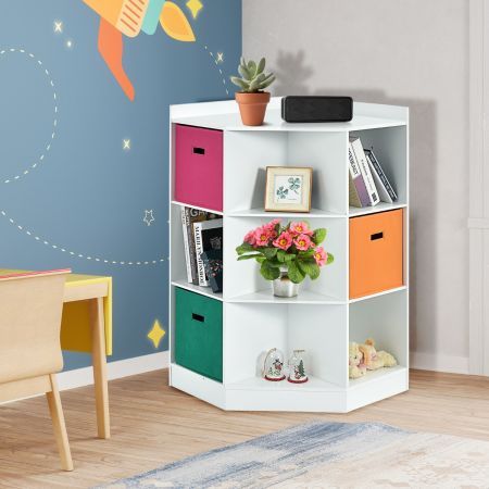 9-Section Toy Storage Organizer with 6 Cubes and 3 Multi-color Drawers for Kid's Room/Nursery