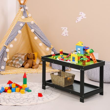 Wooden Kids Activity Table with Storage Shelf and Removable Tabletop-Coffee