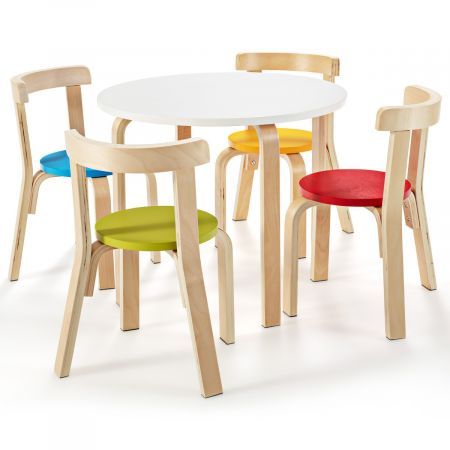 5 Pieces Wooden Kids Table and Chairs for Study & Snack & Play