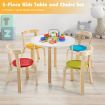 5 Pieces Wooden Kids Table and Chairs for Study & Snack & Play