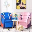 Ergonomic Sofa Lounge Recliner with Adjustable Backrest & Storage Pocket for Kids Blue & Pink