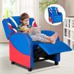 Ergonomic Sofa Lounge Recliner with Adjustable Backrest & Storage Pocket for Kids Blue & Pink