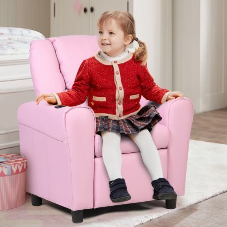 Children Recliner Chair with Ergonomic Armrest-Pink