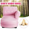 Pink Kids Sofa with PVC Leather and Embedded Crystals