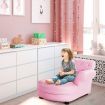 Pink Kids Sofa with PVC Leather and Embedded Crystals