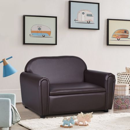 Kid Armrest Sofa Chair with PVC Leather and Wood Frame