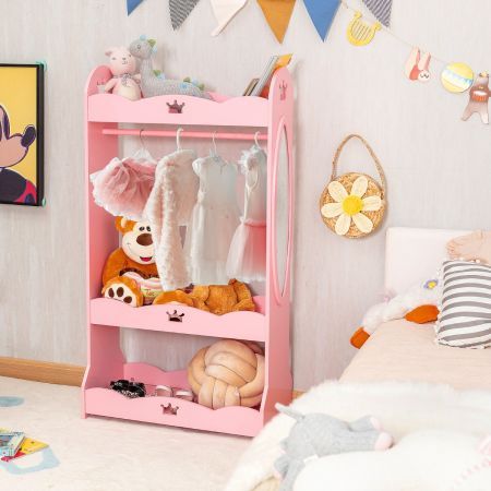 Kids Dress up Storage Wardrobe with Cute Crown Patterns for Kids Room