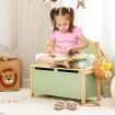 2-in-1 Kids Toy Box with Safety Hinged Lid for Playroom Bedroom-Green