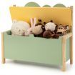 2-in-1 Kids Toy Box with Safety Hinged Lid for Playroom Bedroom-Green